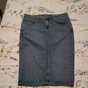 SevenTwo Embellished Denim Skirt